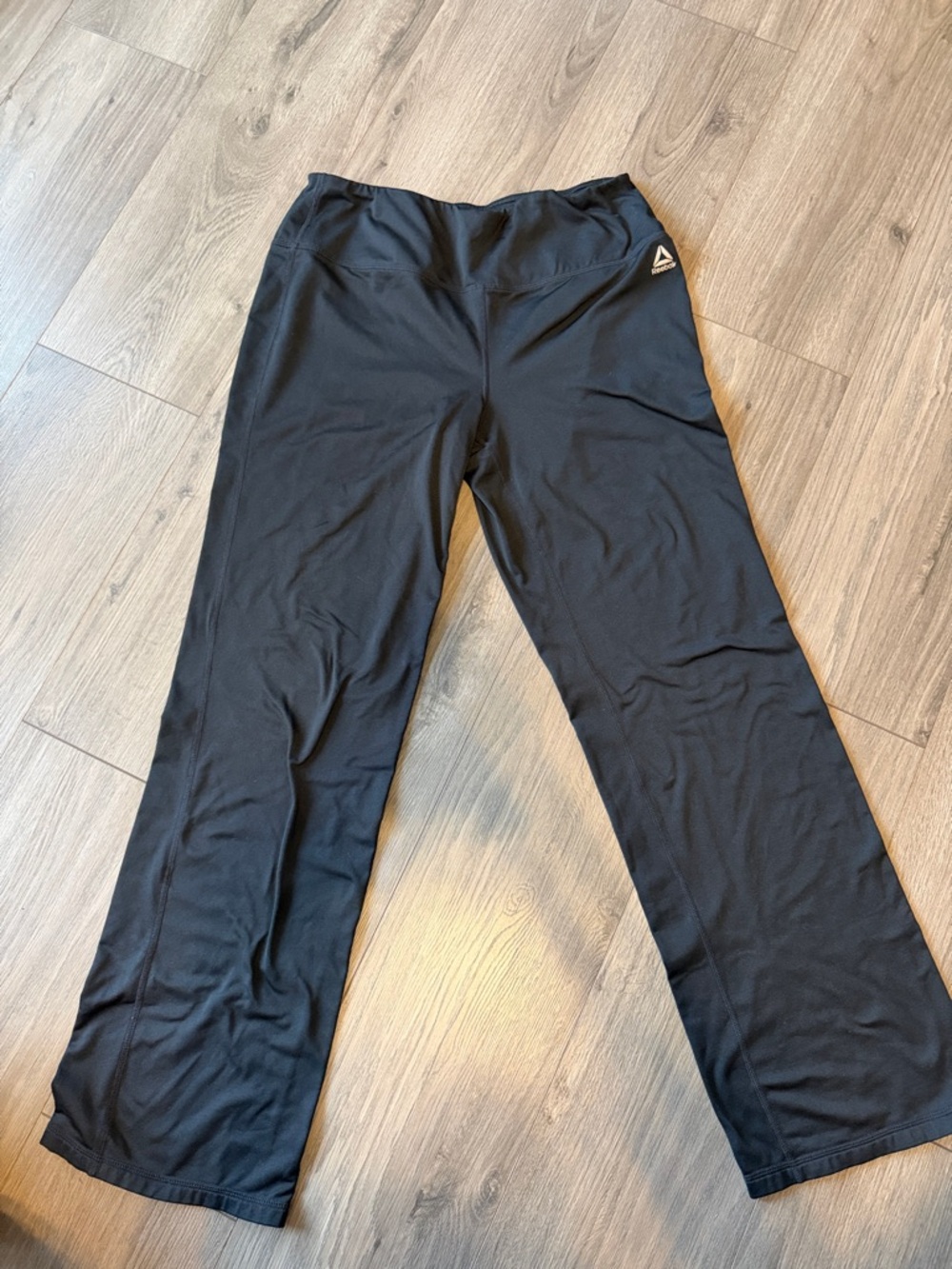 Reebok Black Flared Workout Pants with Logo